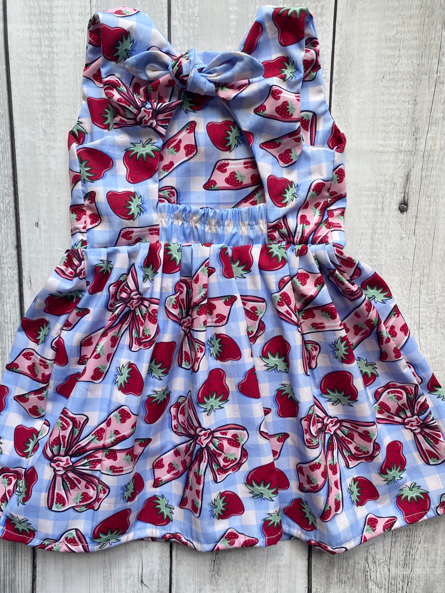 Strawberry Bows Cotton Open Back Dress 18-24 Months