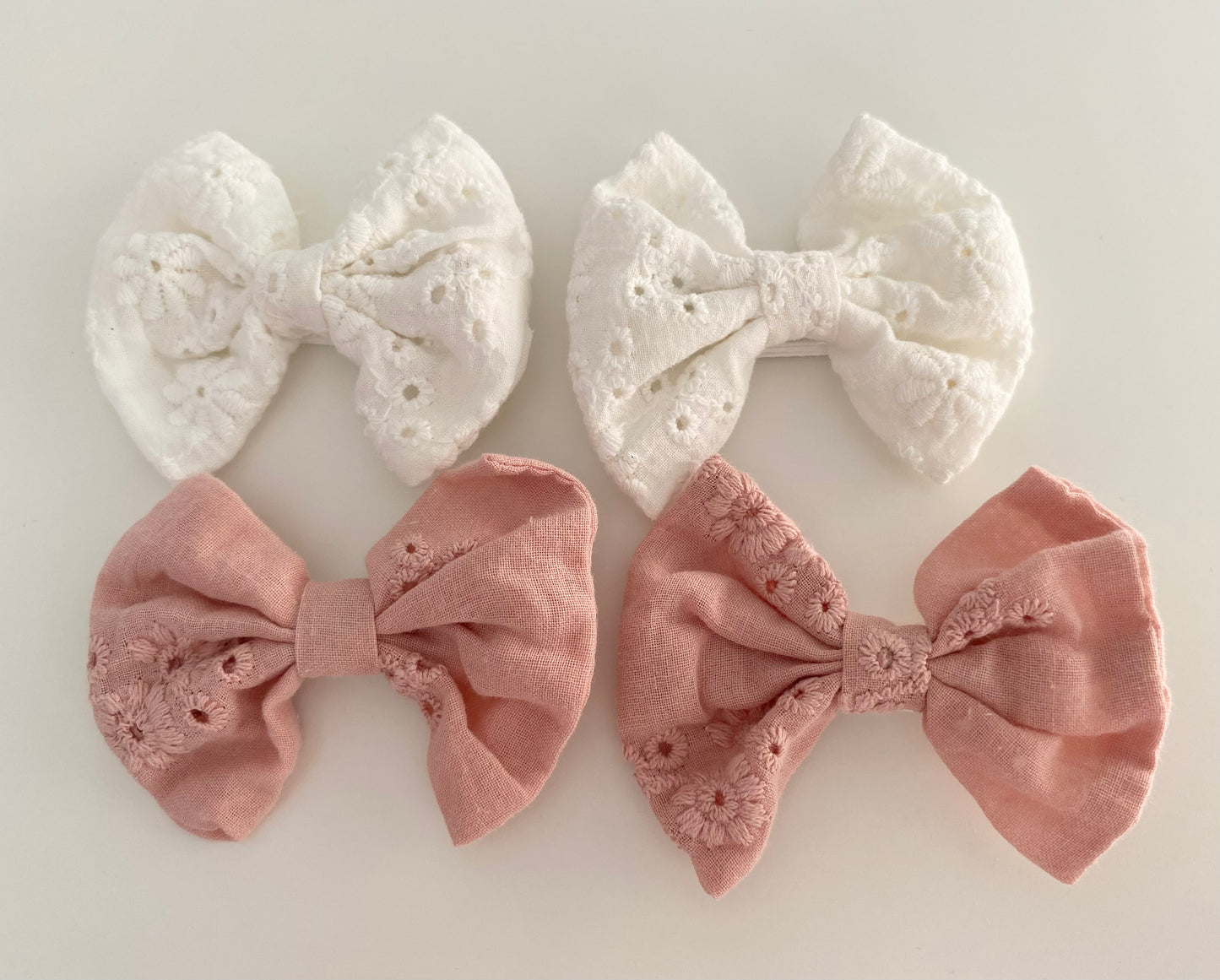 Velour/Broderie Hair Bows