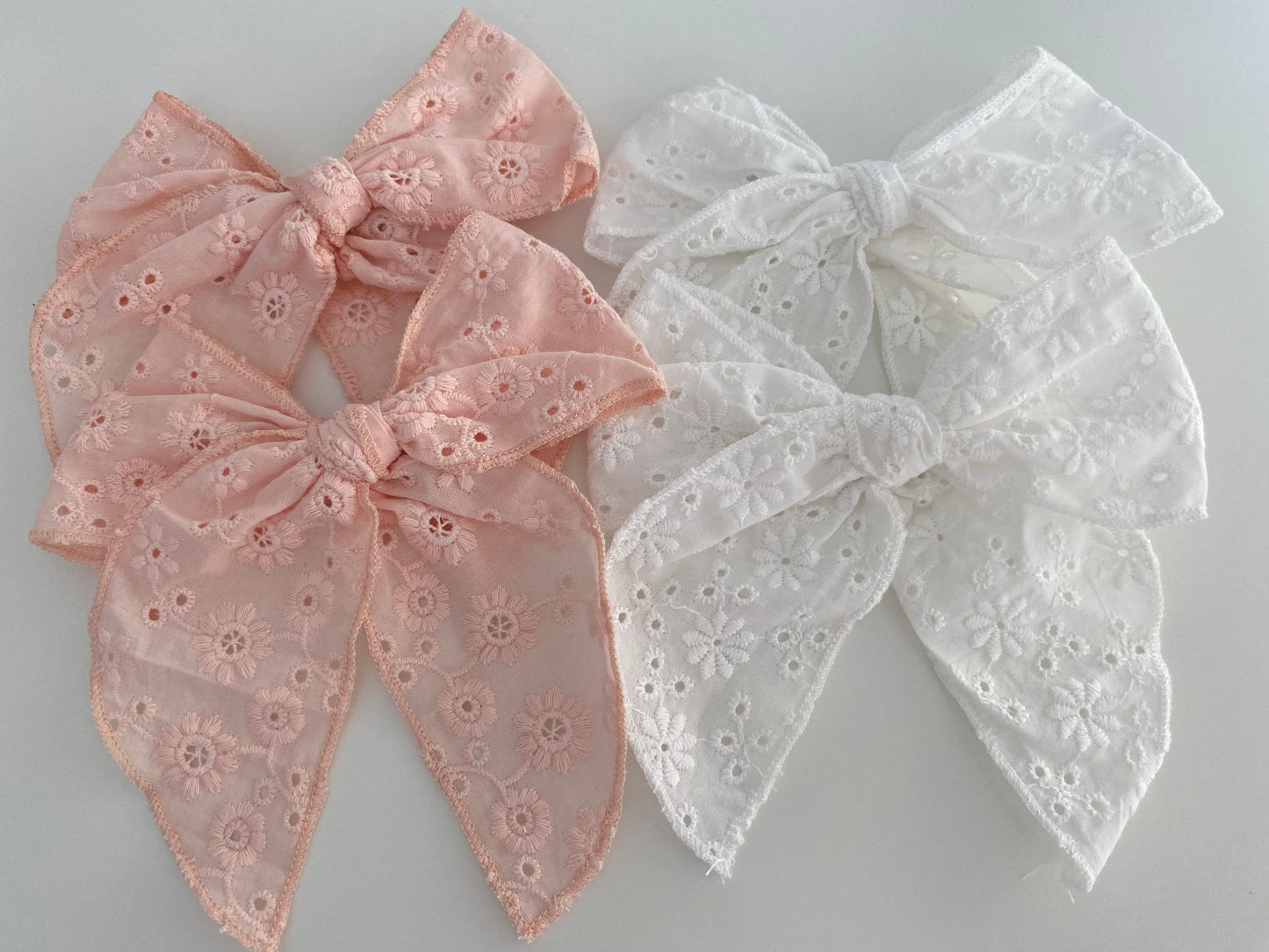 Velour/Broderie Hair Bows