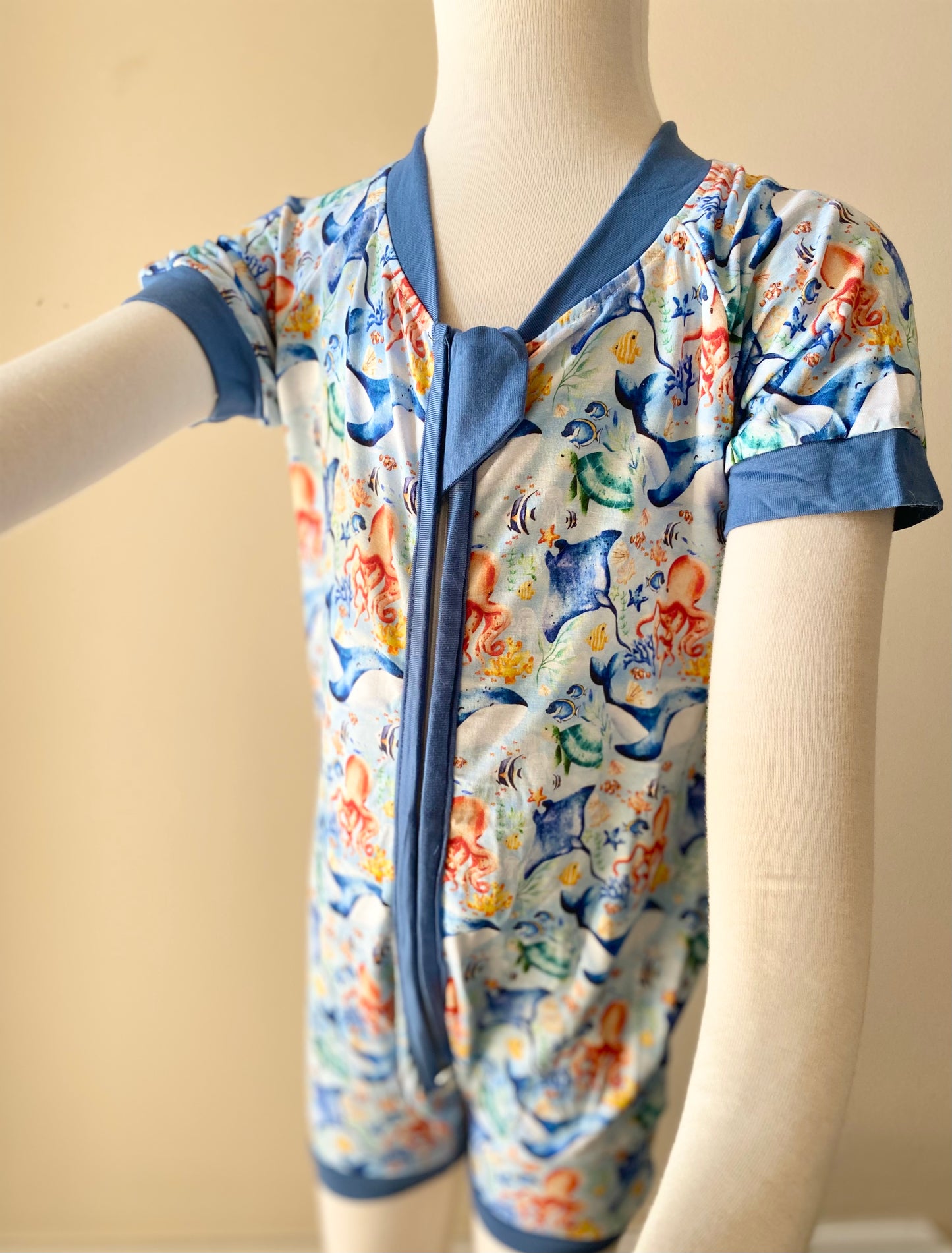 Summer Bamboo Short Double Zip Rompers - Various Designs