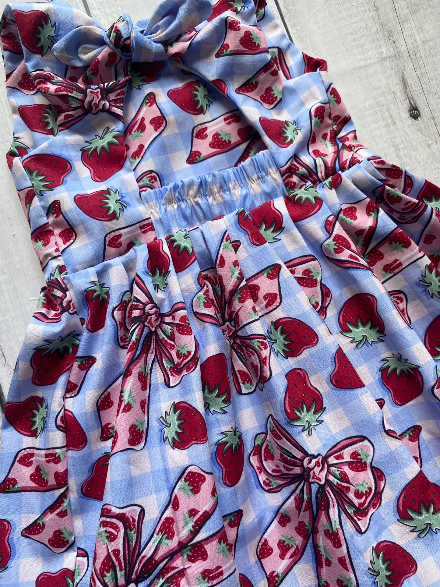 Strawberry Bows Cotton Open Back Dress 18-24 Months