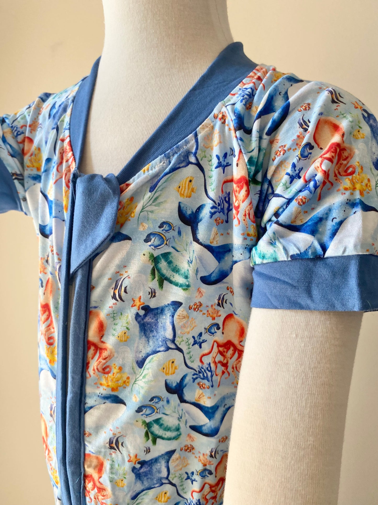Summer Bamboo Short Double Zip Rompers - Various Designs