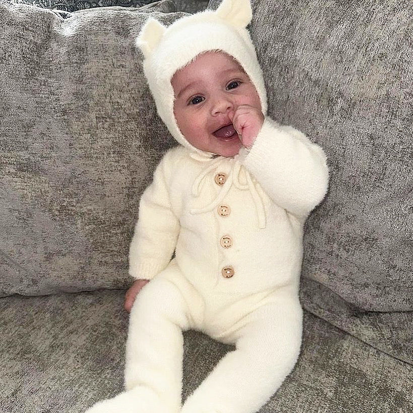 Winter Fluffy Footed All In One Romper