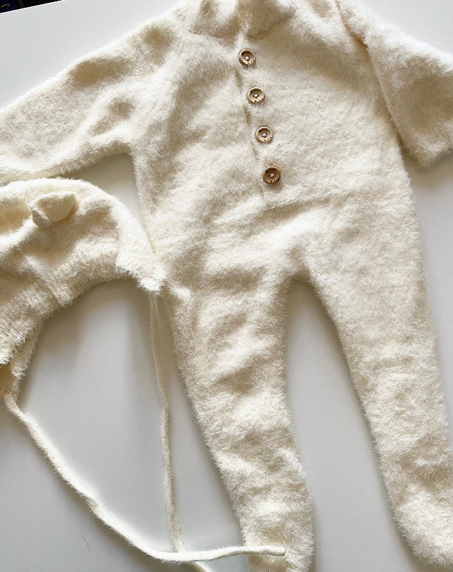 Winter Fluffy Footed All In One Romper