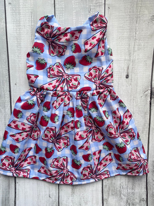 Strawberry Bows Cotton Open Back Dress 18-24 Months
